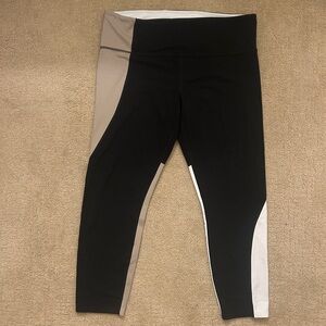 Athleta Women’s Black and Tan Colorblock Leggings